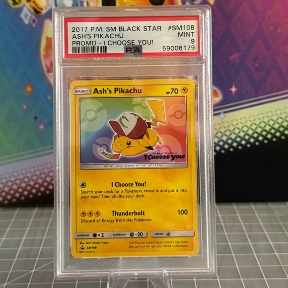 Pokemon Ash's Pikachu 2017 Black Star Promo Pokemon The Movie PSA 9